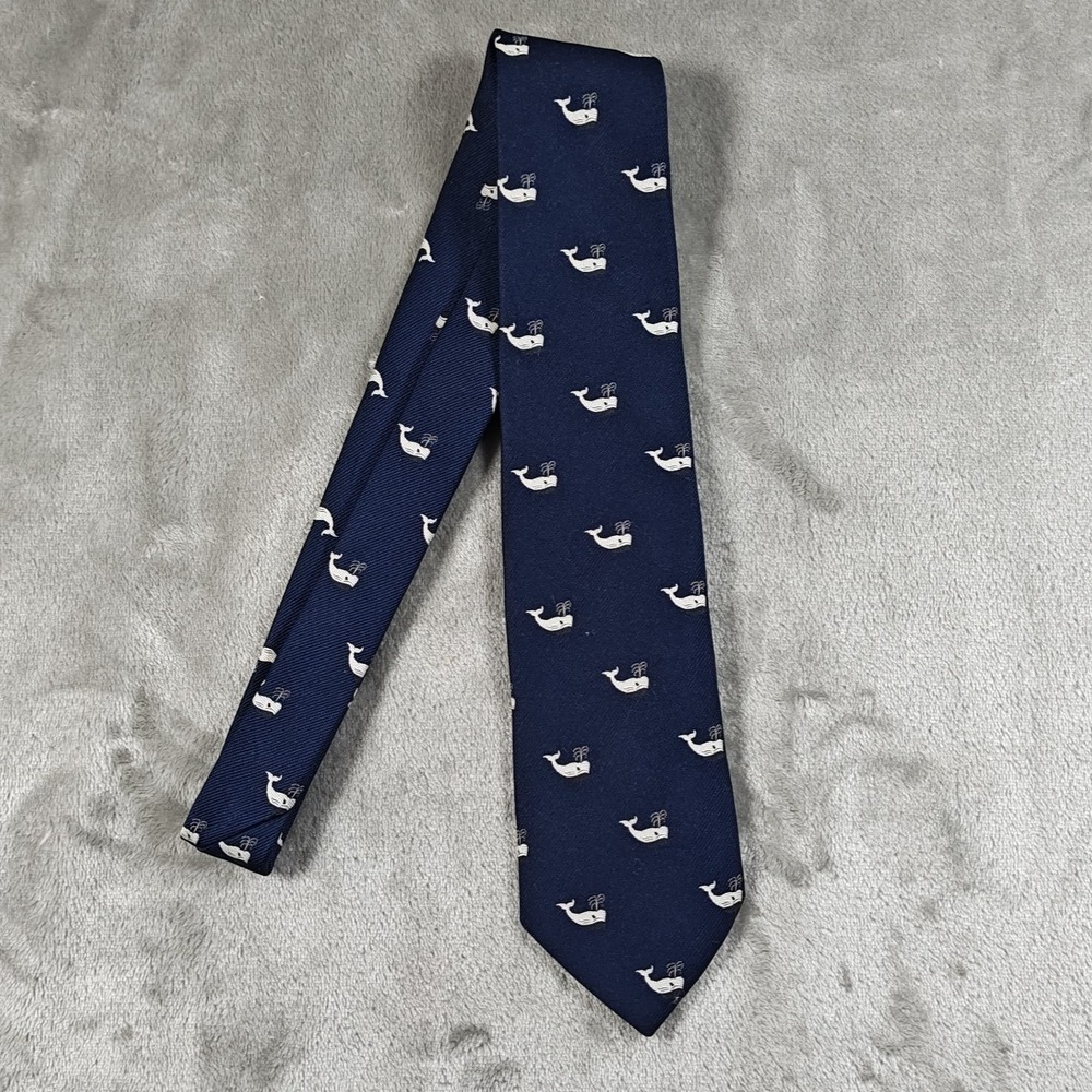 Vintage English Sports Shop Tie Men 53x3.25 Blue Whale Bermuda Luxury Made Italy